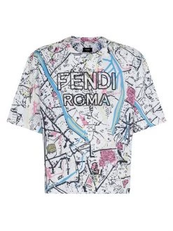 Fendi Logo Map Print Short-Sleeve Shirt For Men