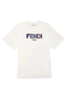 Fendi Girl's Embroidered Logo T-Shirt For Kids
