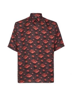 Fendi Cam M.C.Diamond & Logo Print Shirt For Men
