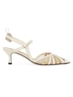 Fendi Strappy Slingback Kitten-Heel Pumps