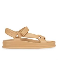 Fendi Logo Rubber Athletic Sandals Brown